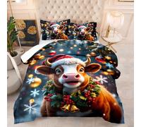 Edredon Cama 135 Vaca Estampado Edredón Nórdico 4 Estaciones 200Gsm, Colcha Transpirable De Microfibra Lavable, con 2 Fundas De Almohada 50X75