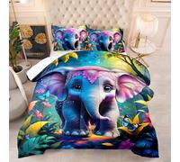 Edredon Cama 150 Elefante Lindo Estampado Bedding Edredón Nórdico 220X240 Cm, Edredón De Fibra 200Gr/M²,Transpirable Colcha De Microfibra para Todas Las Estaciones