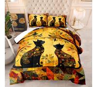 Edredon Cama 150 Gato Vintage Estampado Bedding Edredón Nórdico 220X240 Cm, Edredón De Fibra 200Gr/M²,Transpirable Colcha De Microfibra para Todas Las Estaciones