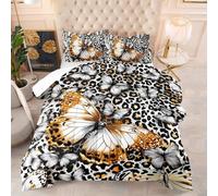 Edredon Cama 150 Mariposa Amarillo Gris Relleno Nordico Cama 150 Cálido y Cómodo con 2 Fundas de Almohada Relleno Nordico 4 Estaciones Transpirable Edredón Invierno Cama 150 (203x228 cm)