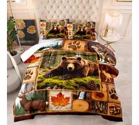 Edredon Cama 150 Oso Marrón Estampado Bedding Edredón Nórdico 220X240 Cm, Edredón De Fibra 200Gr/M²,Transpirable Colcha De Microfibra para Todas Las Estaciones
