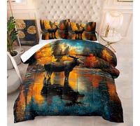 Edredon Cama 150 Río Animal Azul Relleno Nordico Cama 150 Cálido y Cómodo con 2 Fundas de Almohada Relleno Nordico 4 Estaciones Transpirable Edredón Invierno Cama 150 (203x228 cm)