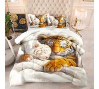 Edredon Cama 150 Tigre Blanco Estampado Bedding Edredón Nórdico 220X240 Cm, Edredón De Fibra 200Gr/M²,Transpirable Colcha De Microfibra para Todas Las Estaciones