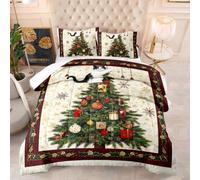 Edredon Cama 180 Árbol De Navidad Estampado Bedding Edredón Nórdico 230X260 Cm, Edredón De Fibra 200Gr/M²,Transpirable Colcha De Microfibra para Todas Las Estaciones