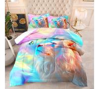 Edredon Cama 90 León Colorido Estampado Bedding Edredón Nórdico 140X200 Cm, Edredón De Fibra 200Gr/M²,Transpirable Colcha De Microfibra para Todas Las Estaciones