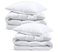 Edredon Cama 90 relleno nórdico invierno 135x200 cm - Edredones nórdico para camas Edredón acolchado suave y transpirable Blanco colcha de microfibra Juego: 2x 135 x 200 con 2x almohada 80x80 cm