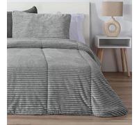 Edredón Comforter New Lines Melange Jaspeado Rayas Manterol - Muy Suave y Cálido (Gris, 150 cm)