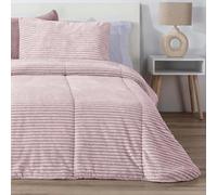 Edredón Comforter New Lines Melange Jaspeado Rayas Manterol - Muy Suave y Cálido (Rosa, 135 cm)