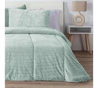 Edredón Comforter New Lines Melange Jaspeado Rayas Turquesa Manterol - Muy Suave y Cálido (180 CM)