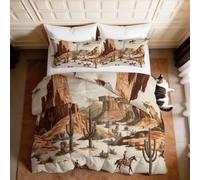 Edredón de 200 x 200 cm, para las 4 estaciones, vintage, reversible, cálido y suave, para todo el año, cactus, rocas sin funda, lavable, con 2 fundas de almohada, para adultos