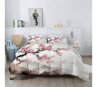 Edredón de 220 x 240 cm para las 4 estaciones, color rosa y marrón, oriental, manos libres, para todas las estaciones, edredón cálido para todo el año, planta floral, vintage, sin funda, lavable con 2