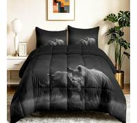 Edredón de animales para niños y adolescentes, color negro, reversible, suave microfibra cepillada, funda de edredón doble con 2 fundas de almohada, decoración del hogar, edredón ligero sin funda