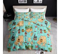 Edredón de brújula retro sin funda 135 x 200 cm - verde azulado 4 estaciones edredón reversible para habitación de niña, lavable, dibujos animados, isla tropical, mapa náutico, suave para todo el año