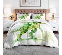 Edredón de dinosaurios de dibujos animados de acuarela, 240 x 220 cm, 4 estaciones, minimalismo, sin funda, reversible, blanco, decoración para dormitorio, supersuave, con funda de almohada