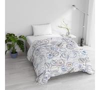 Edredón de Invierno Acolchado para Cama Individual, 160 x 245 cm, Reversible, diseño Travel Life, Fabricado en Italia, edredón Reversible de Suave Microfibra de 200 g/m² - Edredón Lavable en Lavadora