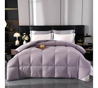 Edredón De Plumas De Ganso - Tejido De Algodón Ultraligero Y Ultrasuave, Transpirable, Relleno De Plumas De Ganso, Poder Relleno De Más De 1000, Edredón De Calidez Media,Gris,220x240CM/87"x94"