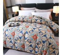 Edredón de Plumón con Estampado Nuevo Tamaño King, Edredón de plumón de Ganso al 95% Relleno de plumón Ultra Suave y cálido, Relleno de 1000 Unidades(E,220x240cm/3.5kg)