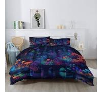 Edredón de plumón de 220 x 240 cm para todo el año con algodón orgánico, edredón de entretiempo Fluffy Down Duvet Fantasy Neon Seta Fluffy Down, bosque luminoso 1