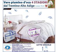 Edredón de plumón de ganso, 4 estaciones, para cama Individual, verdadero Plumón de Oca del Trentino Alto Adige, 2 Edredones, 155 x 200 cm