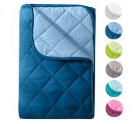 Edredón de verano de microfibra, diseño reversible, 200 x 200 cm, con certificado Oeko-Tex, color azul oscuro y azul, resistente a la ebullición, 95°, para camping y días calurosos, utilizable sin