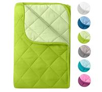 Edredón de verano de microfibra, diseño reversible, 200 x 200 cm, con certificado Oeko-Tex, color verde y verde claro, resistente a la ebullición, 95°, para camping y días calurosos, utilizable sin