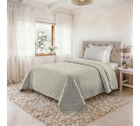 Edredón de Verano Water Washed, Colcha de Microfibra, Acolchada y con Relleno de 100 g, Manta para Cama Plaza y Media 220x250 cm - Sabbia/Crema