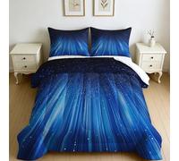 Edredón Decorativo 4 Estaciones Patrón Abstracto de Tira de luz 220 x 240 cm Azul Claro Relleno Nórdico Suave, Estilo Moderno Lavable