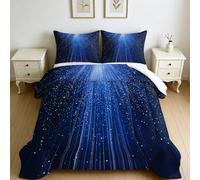 Edredón Decorativo 4 Estaciones Patrón de Haz Espacial Abstracto 220 x 240 cm Azul Relleno Nórdico Suave, Estilo Moderno Lavable