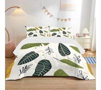 Edredón genérico 220 x 240 hojas, edredón impreso líneas suave y transpirable, edredón para 2 personas, microfibra, edredón sin funda lavable, 4 estaciones, con 2 fundas de almohada de 65 x 65 cm