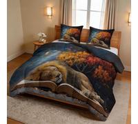 Edredón individual de 7,5 TOG Fantasy Starry Sky Forest edredón reversible para todas las estaciones Juego de edredón alternativo lavable a máquina para adolescentes Libro del león animal para