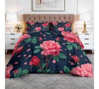 Edredón individual de 7,5 tog, romántico, vintage, rosas, reversible, sin funda, acolchado, para todas las estaciones, transpirable y cómodo, para niños y niñas, 135 x 200 cm, color rosa