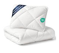 Edredón infantil y almohada Set manta nórdico cuna microfibra | blanco 100x135 cm para cama bebé minicuna relleno ligero transpirable cálido suave todo el año liso