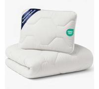 Edredón infantil y almohada Set manta nórdico cuna microfibra | blanco 80x80 cm para cama bebé minicuna relleno ligero transpirable cálido suave todo el año liso