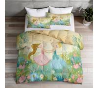 Edredón king size hadas de hadas y ballet con patrón mágico acolchado - colcha acolchada ligera de 3 piezas para todas las estaciones con 5 fundas de almohada decoración de dormitorio niños/niños