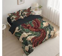 Edredón Ligero Invierno 3 Piezas 240X220Cm Animales Mitológicos Orientales | Edredón Nórdico 4 Estaciones Cama 150,Fénix Nubes Cielo Estrellado Verde Oscuro,Microfibra Suave Reversible Para Dormitorio