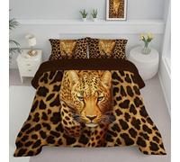 Edredón Marrón Cama, Edredón Conforter Estampado Estampado De Guepardo Y Leopardo, Edredónes Reversible Animales Salvajes Estilo Salvaje Invierno Ligero y Cálido, para Cualquier Temporada 200x200 cm