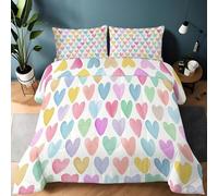 Edredón multicolor sin funda de 200 x 200 cm - Edredón de 200 x 200 cm con funda de almohada de 80 x 80 - Juego de cama de 2 piezas para alérgicos 4 estaciones lavable acuarela romanticismo amor