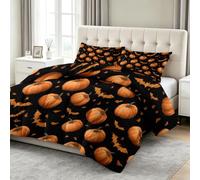 Edredón nórdico acolchado estampado de 4 estaciones, 160 x 200 cm, tema de halloween murciélagos, calabazas, edredón sin funda para 2 personas, edredón reversible, suave, lavable a máquina, color