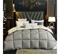 Edredón Nórdico De Plumas Edredón Cama Todas Estaciones, Relleno Pluma Y Plumón De Ganso Desde Latitudes Altas, Ligero Y Suave, 100% Algodón, Lavar A Maquina, 240x220cm (Gray+Cream,150*200 cm 3kg)