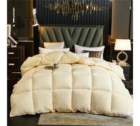 Edredón Nórdico De Plumas Edredón Cama Todas Estaciones, Relleno Pluma Y Plumón De Ganso Desde Latitudes Altas, Ligero Y Suave, 100% Algodón, Lavar A Maquina, 240x220cm (Cream,220*240 cm 5kg)