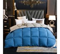 Edredón Nórdico De Plumas Edredón Cama Todas Estaciones, Relleno Pluma Y Plumón De Ganso Desde Latitudes Altas, Ligero Y Suave, 100% Algodón, Lavar A Maquina, 240x220cm (Blue+Gray,150*200 cm 3kg)