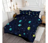 Edredón Nórdico Infantil para Cama 105 Edredón Relleno Nordico Espacio De Dibujos Animados Edredones 4 Estaciones Planetas Cósmicos Reversible Suave y Transpirable, Fácil Lavado, Azul Marino