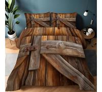 Edredón Nórdico Marrón Claro Reversible 4 Estaciones, Edredón Cama 150 sin Funda Retro Granja Tabla De Madera Suave Matrimonial de Microfibra - Juego de Cama Estampado Niños Niñas 220 x 240 cm