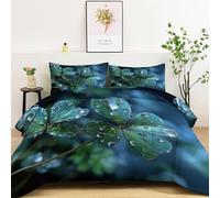 Edredón Nórdico Reversible Cama 150 - Juego de cama 4 Estaciones Estampados Verde, Edredón sin Funda Elegante Encantador Plantas Trébol Cuatro Hojas Suave y Confortable de Microfibra 220 x 240 cm