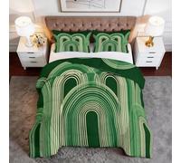 Edredón Nórdico Reversible Estilo Europeo Arco Geométrico Blanco Verde 220 x 240 cm para Cama, Edredón Suave Arte Abstracto para Niños - Colcha Ligera Hipoalergénica Manta Colcha Caliente 4 Estaciones