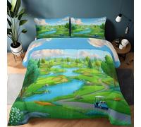 Edredón Nórdico Verde Reversible 4 Estaciones, Edredón Cama 120 sin Funda Dibujos Animados Deportes Campo De Golf Suave Matrimonial de Microfibra - Juego de Cama Estampado Niños Niñas 200 x 220 cm