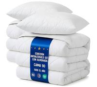 Edredon para Cama 90 Relleno nórdico todo el año 200 x 135 cm Edredones nórdico para Camas Edredón Acolchado Colcha de Microfibra Conjunto: 2 X edredón blanco con 2 X almohada 80X80 Oeko-Tex