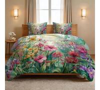 Edredón para niños, edredón de 4 estaciones, estilo rural, manta para dormir, manta sin cubierta, plantas, ramas, lirios, flores silvestres, 200 x 200 cm, edredón reversible, manta suave para todo el