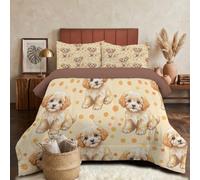 Edredón Relleno Nórdica Reversible de dos colores Cama 150 Edredon 4 Estaciones Golden Retriever Con Lunares Suave y Transpirable Nórdico Invierno con 2 Fundas Almohada, 240x220cm, Amarillo Cremoso