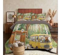 Edredón Relleno Nórdica Reversible de dos colores Cama 150 Edredon 4 Estaciones Señal De Parada De Autobús Escolar Suave y Transpirable Nórdico Invierno con 2 Fundas Almohada, 240x220cm, Verde
